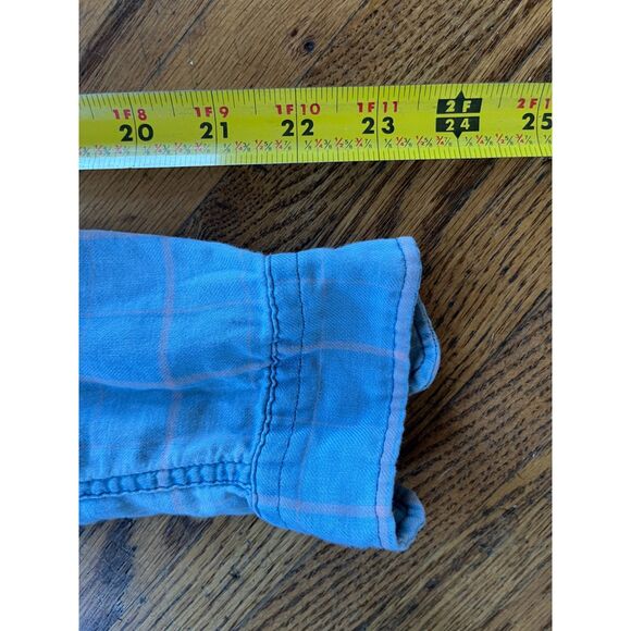 FAHERTY Light Blue Pink Check Button Up Tunic Shirt Dress Women's Size XS - Picture 9 of 9